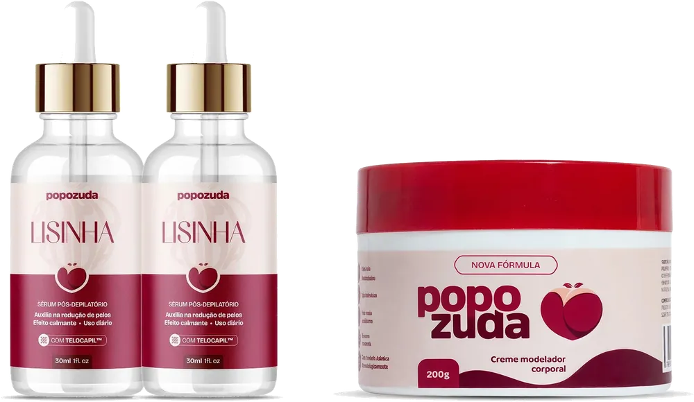 2 frascos do Lisinha e o Creme Modelador Corporal 200g de brinde